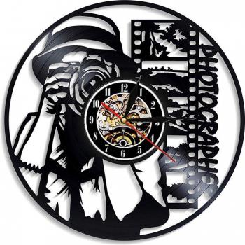 Horloge Murale Retro Vinyle pour Photographie
