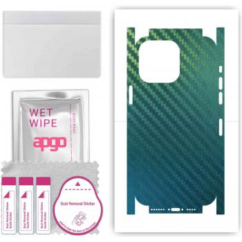 Protection arrière et latérale apgo pour iPhone 14 Pro Max, film en vinyle, motif carbone caméléon CAKA1