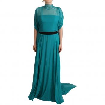 Alberta Ferretti Gowns, Silk A-Line Blue Dress, Size: M