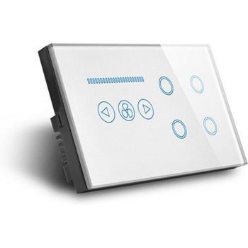 UK Crystal Glass Touch Panel Smart Light Fan Switch