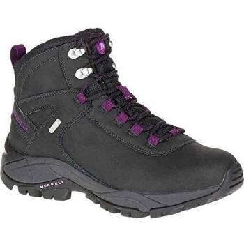 Merrell Botas de Senderismo Vego Mid Leather Waterproof, color negro/lila, talla 38 EU, impermeables