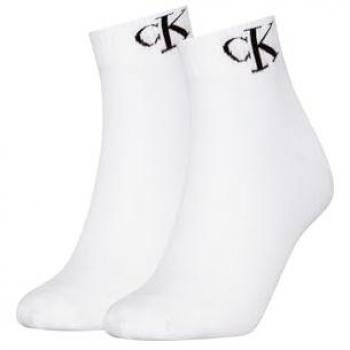 Calvin Klein Women’s 2‑Pack Logo Ankle Socks – White, Sizes 6–9