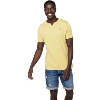 Camiseta amarilla de manga corta con botón para hombre