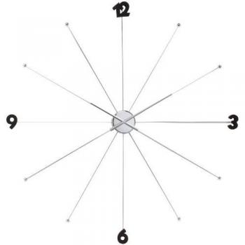 Horloge Murale Design Umbrella Chromée 60cm avec Décorations et Sans Pile