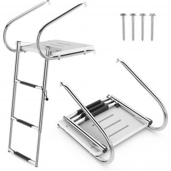 Costway Scala Telescopica 3 Gradini Acciaio Inox