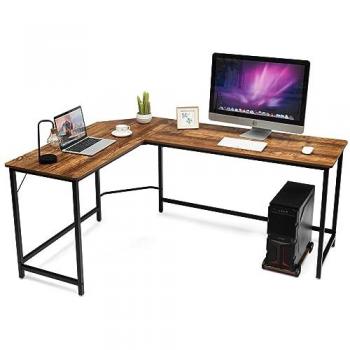 Scrivania Angolare in Legno e Ferro 168 x 125 x 74 cm