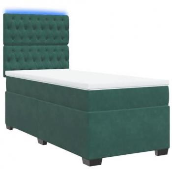 Lit à lattes avec matelas Vert foncé 90x190 cm
