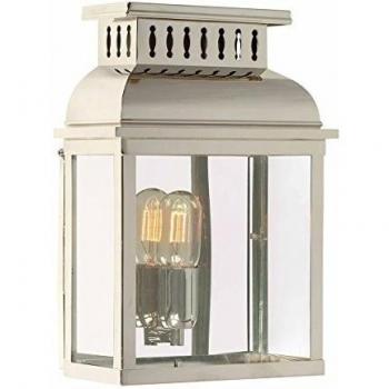 Messing‑Nickel Wandlaterne Westminster 100 W, Glaskörper 37,5 × 26 cm, IP44