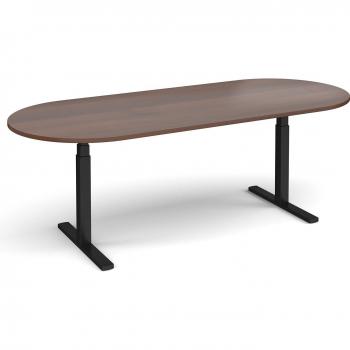 Elev8 Touch D-End Sit‑Stand Office Table – Walnut & Black Frame