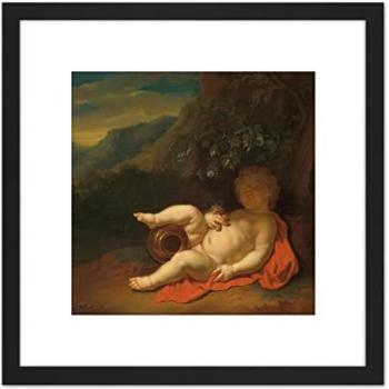 Artery8 Baby Bacchus 8x8 Rustic Wooden Picture with Mount