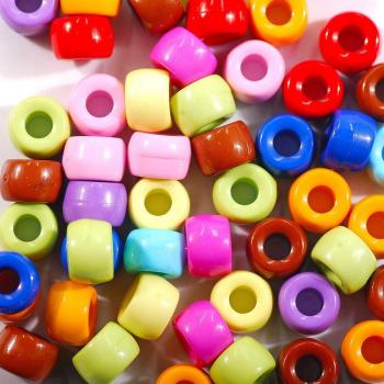 200Pcs Color Mix 8mm Big Hole Acrylic Crystal Round Spacer Loose Beads