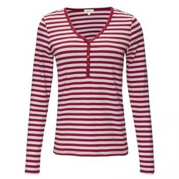S.Oliver Stretch Longsleeve Henley‑Langarmshirt Damen – 38, Kirsche