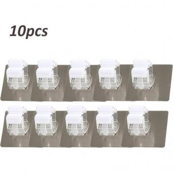 Adhesive Mop and Broom Organizer Rack with Strong Hooks (1/2/10 Pieces)
