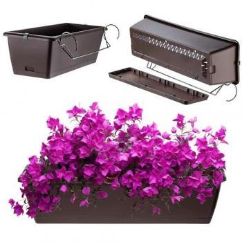 Gartenblumenkasten Kadax, Braun, 60 cm – Handgriffen