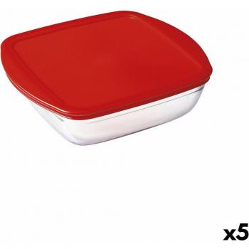 Square Food Storage Box with Lid, 2.2L Silicone Glass, Ô Cuisine Cook&Store Red