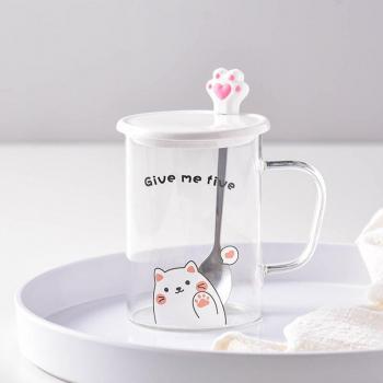 Taza de Cristal para Mascotas con Asa y Cuchara