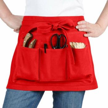 Cordeline CJN45ROc – Tablier jardin coton, broderie coquelicot, 85 × 30 × 75 cm