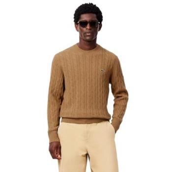 Lacoste Men's Beige Cable Knit Crew Neck Sweater Size S