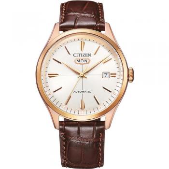 Citizen Orologio Automatico con Cinturino in Pelle Marrone