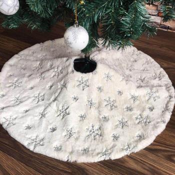Snowflake Embroidered White Flannel Tree Skirt for Holiday Decor (90/106/122cm)