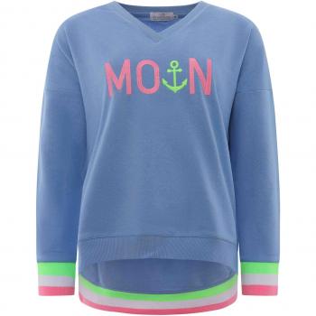 Zwillingsherz V-Ausschnitt Sweatshirt in hellblau