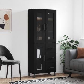 Aparador negro 69,5x34x180 cm madera multicapa