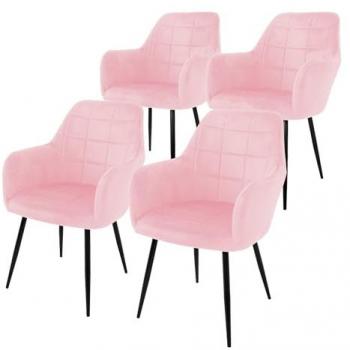 ML-DESIGN Stuhl Esszimmerstuhl ergonomisch & gepolstert, Esstischstuhl mit Rückenlehne (Komplett-Set, 4 St), Wohnzimmerstuhl Rosa Samtbezug Metallbeine Küchenstuhl Polsterstuhl