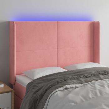 VidaXL Samt Kopfteil Rosa mit LED 147x16x118/128 cm