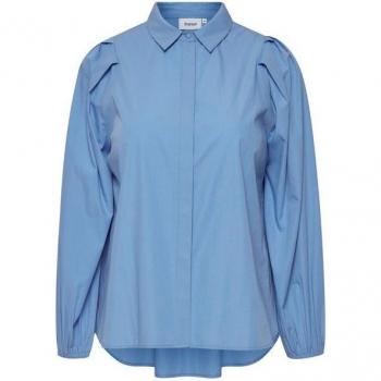 Damenlangarmbluse FPHallie Fransa – Gr. 44, blau, 65 % Polyester, 35 % Baumwolle