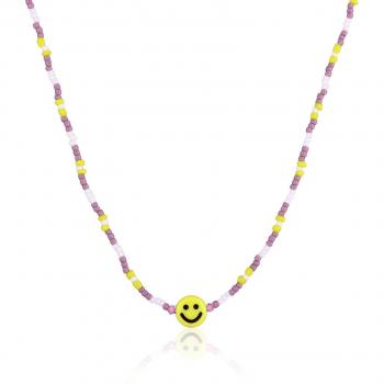 Elis Kinderperlenhalskette – Smiling Face Anhänger in 925‑Silber