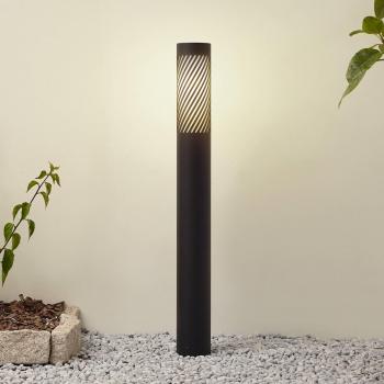 Bolardo luminoso Lurinda, negro, aluminio, Ø 10,5 cm, iluminación de senderos