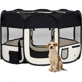 Parc pour chien pliable noir avec sac de transport 125x125x61cm