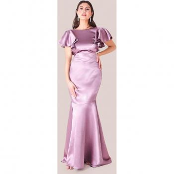 Satin Flutter Sleeve Mermaid