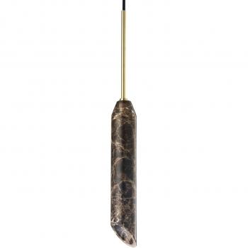 Braune Marmor Hängeleuchte, Höhe 30 cm, Ø 5 cm