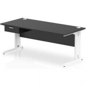 Impulse 1800 x 800mm Straight Office Desk Black Top