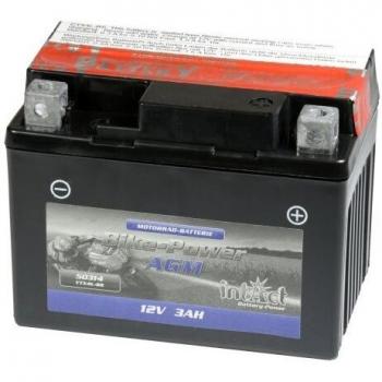 Baterie pro motocykly 12 V 3 Ah AGM pravá, 50 A, rozměry 113 × 70 × 86 mm + YTX4L‑BS
