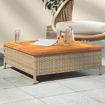 Patio Table 27.6x27.6x9.8 Beige Rattan and Acacia Wood vidaXL
