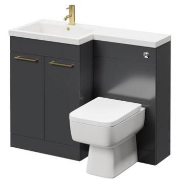 Napoli Gloss Grey Vanity Unit Toilet Suite with 2 Doors