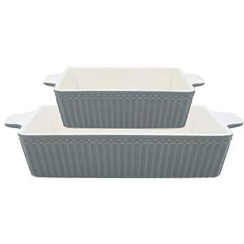 Greengate Auflaufform Set Alice eckig stone grey klein 2er-Set