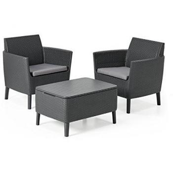 Set Tavolino e 2 Poltrone da Giardino Effetto Rattan Keter Salemo Balcony