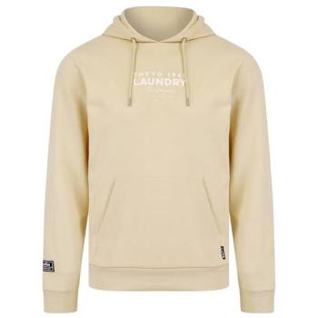 Tokyo Laundry Mens Raised Rubber Print Hooded Sweatshirt with Drawcord – M