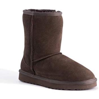 Chocolate Mid-Calf Sheepskin Zip Boots – Australia (Unisex, Size 3)