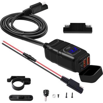 Chargeur de Véhicule Moto QC 3.0 avec Voltmètre et Interrupteur