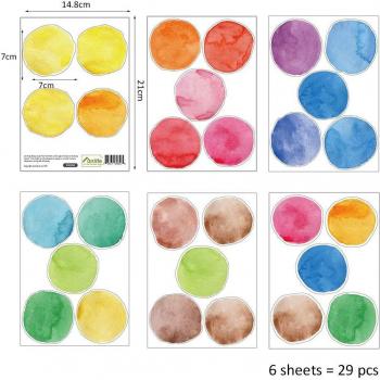 Set de 36 pegatinas de decoración infantil en acuarela