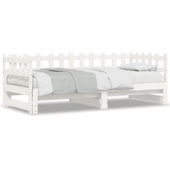 VIDAXL Dormeuse Estraibile Bianca 2x(90x200) cm Legno Massello di Pino 19162