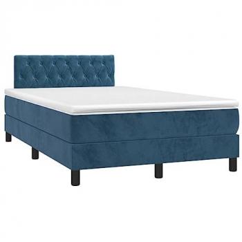 VidaXL Boxspringbett Samt Dunkelblau 120x200 cm mit Matratze