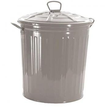 Papelera urbana King Home 18 L, Gris Palomilla, Tapa y asas laterales, Dimensiones 31 × 35 cm