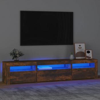 Plataforma de TV de Color Marrón con Luces LED de Roble Ahumado 195x35x40