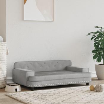 Velvet Dog Bed Light Grey 90x53x30 cm