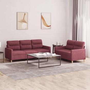 VidaXL Set Divano 2 Pezzi con Cuscini Rosso Vino in Tessuto